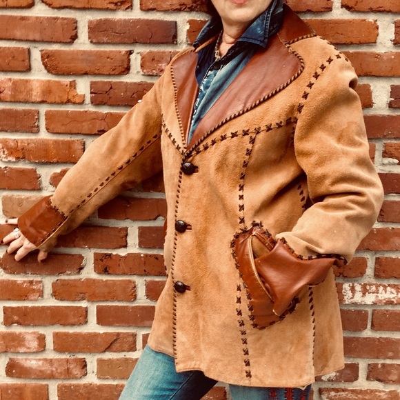 Vintage Suede/Leather Western Blazer Sz. M - Picture 3 of 4